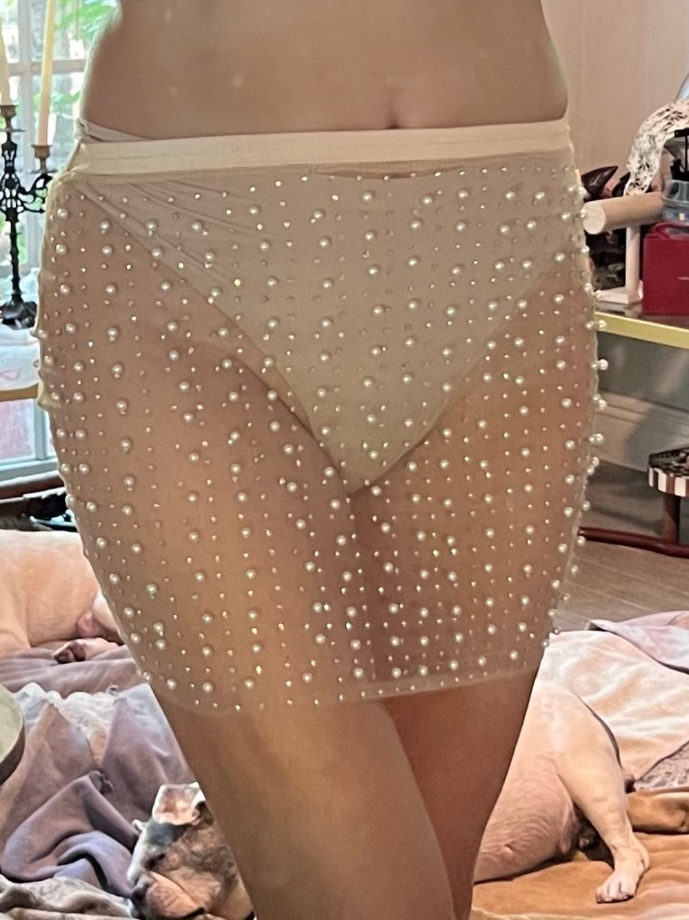 Beach Bunny Beaded Sheer Mini Skirt -SIZE XS LIKE NEW